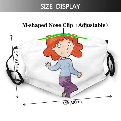 yanfind Crazy Cute Friendly Cheerful Doodle Simple Female Waving Design Quirky Art Retro Dust Washable Reusable Filter and Reusable Mouth Warm Windproof Cotton Face