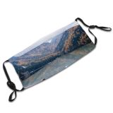 yanfind Idyllic Lake Calm Mountain Clouds Daytime Coniferous Tranquil Picturesque Scenery Mountains Peak Dust Washable Reusable Filter and Reusable Mouth Warm Windproof Cotton Face