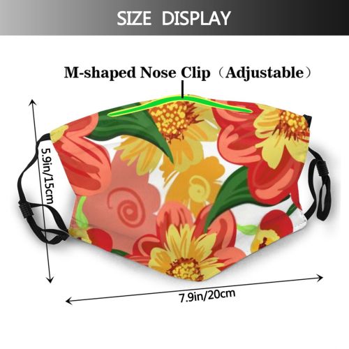 yanfind Abstract Canvas Garden Flores Cute Tender India Old Seamless Trendy Natural Summer Dust Washable Reusable Filter and Reusable Mouth Warm Windproof Cotton Face
