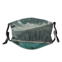 yanfind Ice Lake Daylight Park Reflections Forest Conifer Mountains Winter Snow Outdoors Trees Dust Washable Reusable Filter and Reusable Mouth Warm Windproof Cotton Face