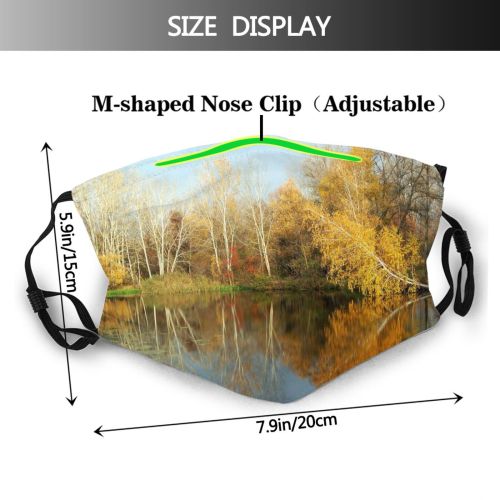 yanfind Leaf Landscape Reflection Fall River Tree Leaf Sky Natural Autumn Bank Dust Washable Reusable Filter and Reusable Mouth Warm Windproof Cotton Face