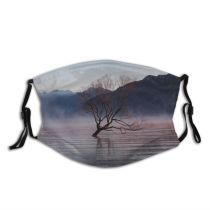yanfind Winter Mist Morning Natural Atmospheric Landscape Sky Reflection Island Tree Lake Zealand Dust Washable Reusable Filter and Reusable Mouth Warm Windproof Cotton Face
