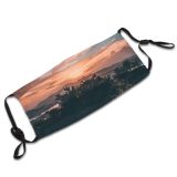 yanfind Lake Golden Sunset Evening Forest Clouds Mountains Sun Trees Outdoors Sky Dusk Dust Washable Reusable Filter and Reusable Mouth Warm Windproof Cotton Face
