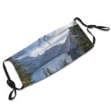 yanfind Lake Mountain Clouds Daytime High Mountains Trees Outdoors Sky Range Foggy Woods Dust Washable Reusable Filter and Reusable Mouth Warm Windproof Cotton Face
