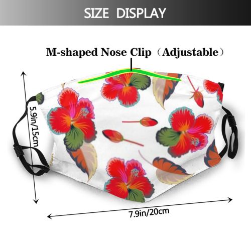 yanfind Garden Hawaiian Fashion Vacation Hawaii Seamless Trendy Summer Palm Fern Paradise Plumeria Dust Washable Reusable Filter and Reusable Mouth Warm Windproof Cotton Face