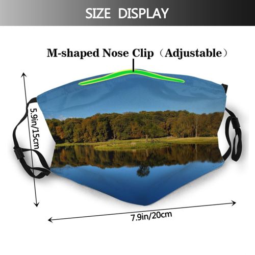 yanfind HDR Resources Sky Lake Natural Autumn Cloud Landscape Reflection Sky Forrest Island Dust Washable Reusable Filter and Reusable Mouth Warm Windproof Cotton Face