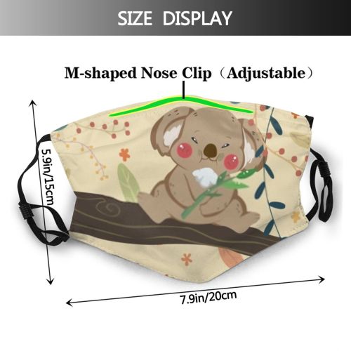 yanfind Isolated Happiness Comic Cute Enjoy Natural Wildlife Koala Leaflet Summer Cheerful Child Dust Washable Reusable Filter and Reusable Mouth Warm Windproof Cotton Face