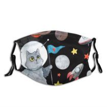 yanfind Isolated Moon Childish Earth Cat Kitty Cute Rocket Sky Astronomy Design Space Dust Washable Reusable Filter and Reusable Mouth Warm Windproof Cotton Face