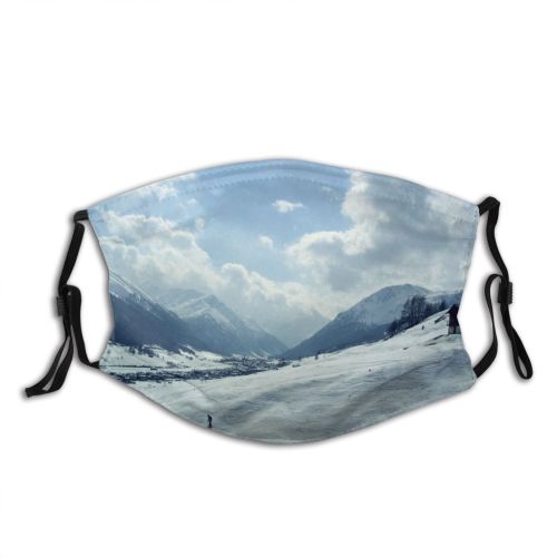 yanfind Winter Slope Winter Cloud Geological Snow Mountain Sky Snow Livigno Landforms Ski Dust Washable Reusable Filter and Reusable Mouth Warm Windproof Cotton Face