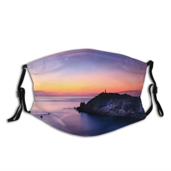 yanfind Idyllic Shore Afterglow Oceanside Sunset Seaside Dawn Sea Clouds Beach Tranquil Scenery Dust Washable Reusable Filter and Reusable Mouth Warm Windproof Cotton Face