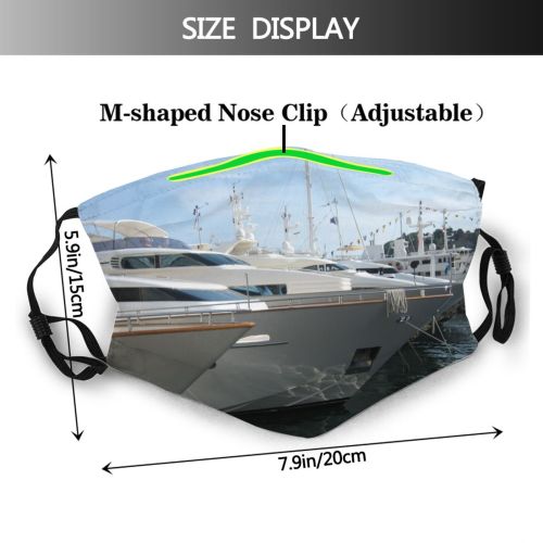 yanfind Marina Watercraft Monaco Transportation Naval Yacht Vehicle Luxury Architecture Ship Show Boat Dust Washable Reusable Filter and Reusable Mouth Warm Windproof Cotton Face