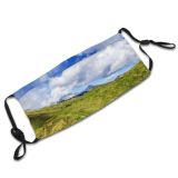 yanfind Idyllic Pasture Field Clouds Agriculture Cow Lawn Tranquil Scenery Mountains Beautiful Rural Dust Washable Reusable Filter and Reusable Mouth Warm Windproof Cotton Face
