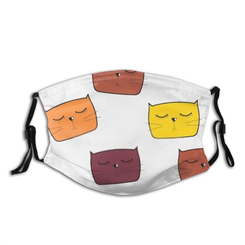 yanfind Abstract Isolated Smile Whisker Handdrawn Cat Striped Cute Simplicity Seamless Doodle Anger Dust Washable Reusable Filter and Reusable Mouth Warm Windproof Cotton Face