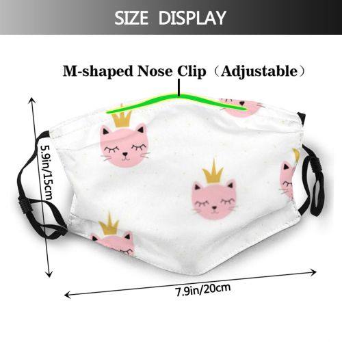 yanfind Abstract Isolated Closed Cat Little Cute Kitty Linear Meow Adorable Seamless Badge Dust Washable Reusable Filter and Reusable Mouth Warm Windproof Cotton Face