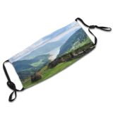 yanfind Highland Natural Timber Harmony Landscape Mountain Pace Hills Hill Clouds Haystack Grassland Dust Washable Reusable Filter and Reusable Mouth Warm Windproof Cotton Face