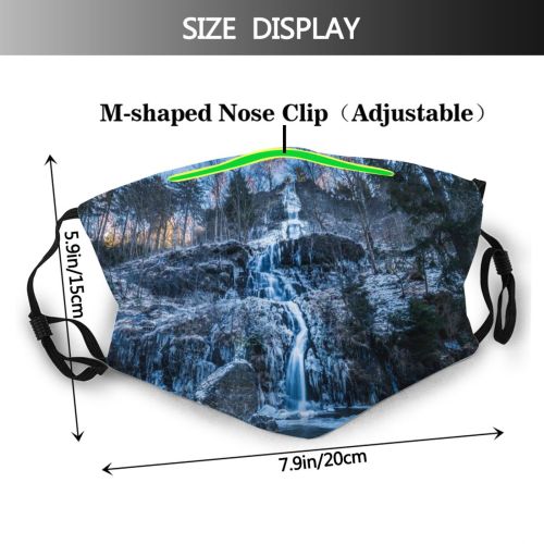 yanfind Ice Earth Daylight Frost Frosty Waterfalls Snowy Frozen River Mountains Winter Snow Dust Washable Reusable Filter and Reusable Mouth Warm Windproof Cotton Face