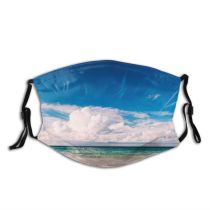 yanfind Idyllic Tropical Shore Relaxation Sea Clouds Beach Island Contrails Outdoors Sky Summer Dust Washable Reusable Filter and Reusable Mouth Warm Windproof Cotton Face