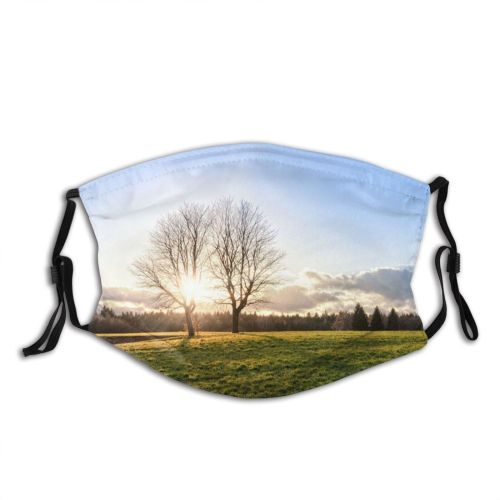 yanfind Field Tranquil Fields Winter Natural Atmospheric Hills Cloud Sunset Landscape Sky Peaceful   Dust Washable Reusable Filter and Reusable Mouth Warm Windproof Cotton Face