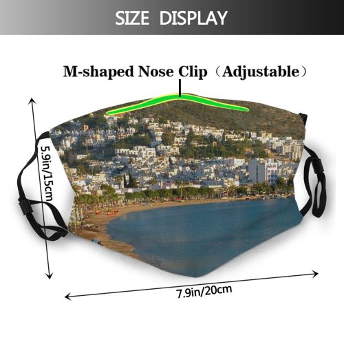 yanfind Winter Town Azure Coast Shore Landscape Sea Sky Coastal Bay Landforms Beach Dust Washable Reusable Filter and Reusable Mouth Warm Windproof Cotton Face