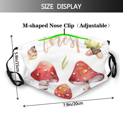 yanfind Isolated Decor Bird Cute Feather Amanita Mushroom Trendy Woodland Cap Nursery Bohemian Dust Washable Reusable Filter and Reusable Mouth Warm Windproof Cotton Face