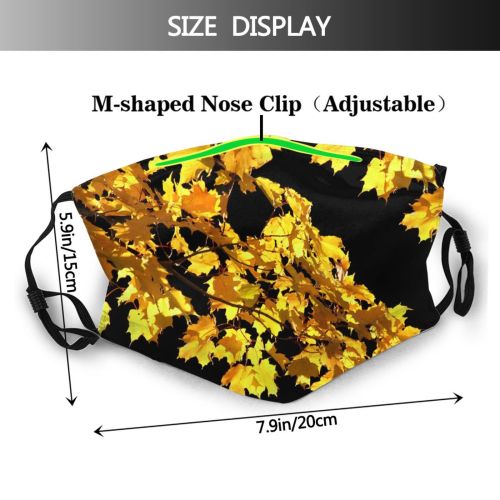 yanfind Maple Autumn Golden Festive Woody Leaves Maple Plant Fall Branch Leaf Leaf Dust Washable Reusable Filter and Reusable Mouth Warm Windproof Cotton Face