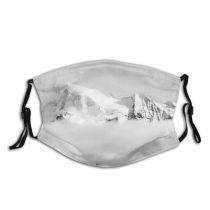 yanfind Ice Glacier Daylight Frost Frosty Mountain Snowy Clouds Daytime Frozen Peaks Scenery Dust Washable Reusable Filter and Reusable Mouth Warm Windproof Cotton Face