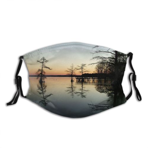 yanfind Winter Landscape Sky Reflection Beautiful Lake Ice Tree Natural Morning Atmospheric Evening Dust Washable Reusable Filter and Reusable Mouth Warm Windproof Cotton Face