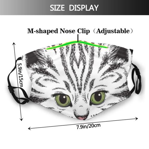 yanfind Isolated Whisker Fur Young Striped Kitty Cat Cute Curious Beautiful Face Pet Dust Washable Reusable Filter and Reusable Mouth Warm Windproof Cotton Face