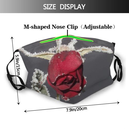 yanfind Winter Flower Frost Plant Still Ice Petal Life Flower Rose Rose Roses Dust Washable Reusable Filter and Reusable Mouth Warm Windproof Cotton Face