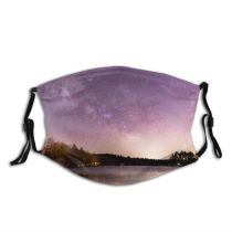 yanfind Lake Reflections Lights Evening Night Stars Starry Dark Trees Outdoors Sky Space Dust Washable Reusable Filter and Reusable Mouth Warm Windproof Cotton Face