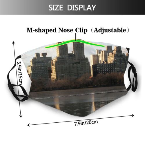 yanfind Winter Frost Settlement Skyscraper York Park City Usa Reservoir Corporate Reflection United Dust Washable Reusable Filter and Reusable Mouth Warm Windproof Cotton Face
