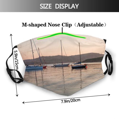 yanfind Yachting Vehicle Sailboat Vessel Calm Morning Evening Sardinia Port Symmetry Boat Sea Dust Washable Reusable Filter and Reusable Mouth Warm Windproof Cotton Face