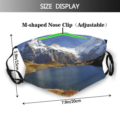 yanfind Ice Lake Daylight Frost Hike Field Frosty Mountain Mountains Peak Beautiful Winter Dust Washable Reusable Filter and Reusable Mouth Warm Windproof Cotton Face