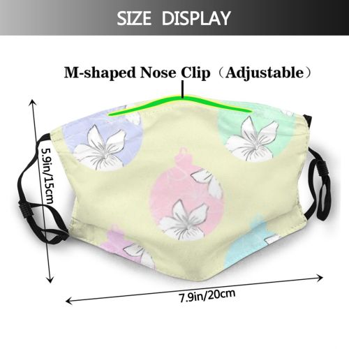 yanfind Isolated Frangipani Decor Christmas Cute Winter Year Vintage Ball Ornament Plumeria Design Dust Washable Reusable Filter and Reusable Mouth Warm Windproof Cotton Face