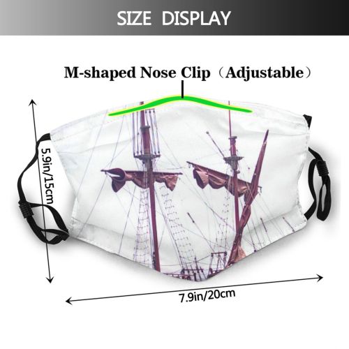 yanfind Flagship Watercraft Caravel Pirate Sea Vehicle Ship Sailboat Carrack Wood Ship Boat Dust Washable Reusable Filter and Reusable Mouth Warm Windproof Cotton Face