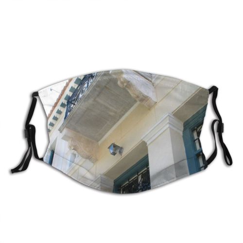 yanfind Elevation Building Balcony Facade Home Apartment Estate Real Property Architecture Greece Dust Washable Reusable Filter and Reusable Mouth Warm Windproof Cotton Face