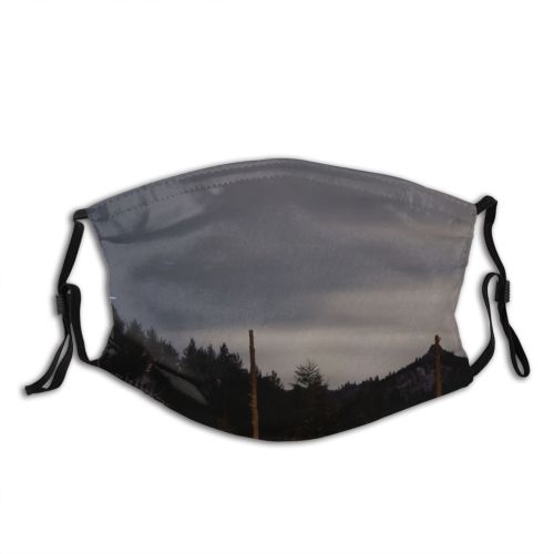 yanfind Street Night Snowy Silence Sky Field Winter Moon Quiet Silent Snow Sky Dust Washable Reusable Filter and Reusable Mouth Warm Windproof Cotton Face