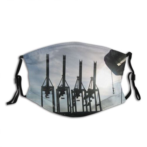 yanfind Vehicle Structure City Cloud Crane Hamburg Sky Harbour Dock Metal Cranes Watercraft Dust Washable Reusable Filter and Reusable Mouth Warm Windproof Cotton Face
