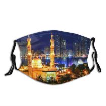 yanfind Landmark Downtown Evening Reflections Night Minarets Architectural Hotels Urban River Modern Dark Dust Washable Reusable Filter and Reusable Mouth Warm Windproof Cotton Face