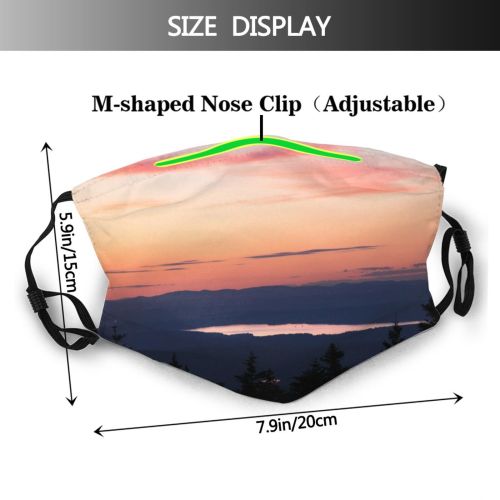 yanfind Idyllic Lake Pine Dawn Mountain Clouds Mountains Misty Trees Outdoors Hazy Sky Dust Washable Reusable Filter and Reusable Mouth Warm Windproof Cotton Face