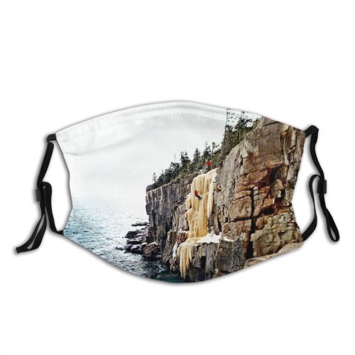 yanfind Ice Acadia Coastline Island Climbing Cliff Sky Mature Maine Mid USA Sea Dust Washable Reusable Filter and Reusable Mouth Warm Windproof Cotton Face