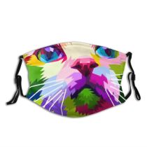 yanfind Abstract Fashion Artwork Cat Cute Mascot Colorful Designs Design Pet Poly Cats Dust Washable Reusable Filter and Reusable Mouth Warm Windproof Cotton Face