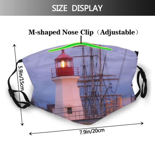 yanfind John Vehicle Tower Saint Structure City Sky Light Lighthouse Guard Canadian Anchor Dust Washable Reusable Filter and Reusable Mouth Warm Windproof Cotton Face