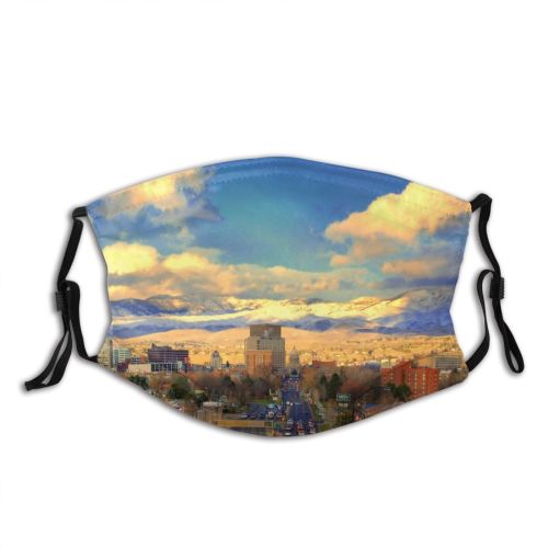 yanfind Winter Town Cars Sky Settlement Area Roads Storms City Cloud Sky Buildings Dust Washable Reusable Filter and Reusable Mouth Warm Windproof Cotton Face
