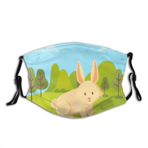 yanfind Childish Fauna Ears Meadow Postcard Season Art Spring Easter Forest Sky Pet Dust Washable Reusable Filter and Reusable Mouth Warm Windproof Cotton Face