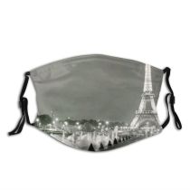 yanfind Paris Night Eiffel Architecture Tower Landmark Dust Washable Reusable Filter and Reusable Mouth Warm Windproof Cotton Face