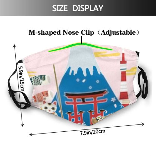 yanfind Abstract Attractions Japanese Lovely Vacation Cat Cute Daruma Tourism Tradition Culture Mount Dust Washable Reusable Filter and Reusable Mouth Warm Windproof Cotton Face