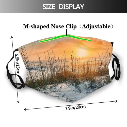 yanfind Dawn Hope Concept Dramatic Grass Landscape Sand Tranquiy Island Sunrise  Wilderness Dust Washable Reusable Filter and Reusable Mouth Warm Windproof Cotton Face