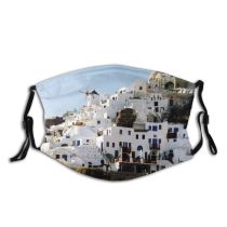 yanfind Neighbourhood Tourism Town Sky Village Settlement Santorini Area Property Residential Architecture Greece Dust Washable Reusable Filter and Reusable Mouth Warm Windproof Cotton Face