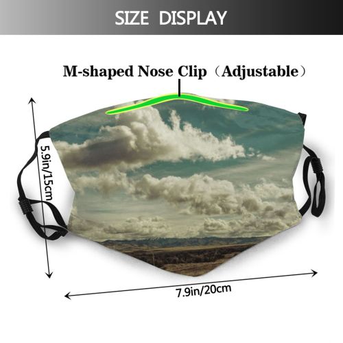 yanfind Idyllic Mountain Clouds Tranquil Scenery Mountains Outdoors Sky Peaceful Range Landscape Scenic Dust Washable Reusable Filter and Reusable Mouth Warm Windproof Cotton Face